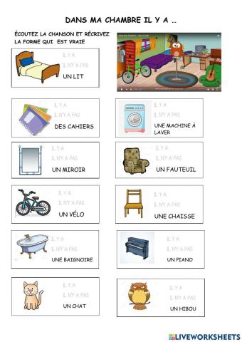 Dans ma chambre il y a