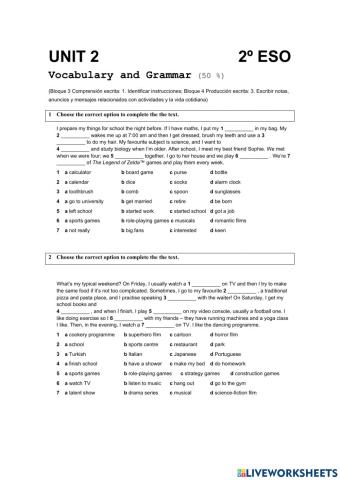 Exam 2 ESO Present and past