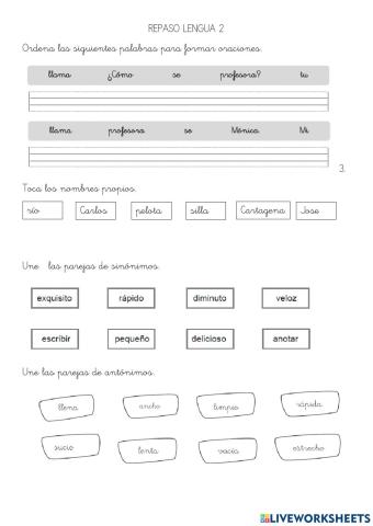 Repaso lengua 2º unidad 2