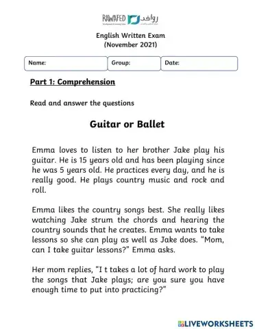 GROUP B - Comprehension Version1
