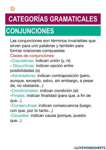Conjunciones teoria