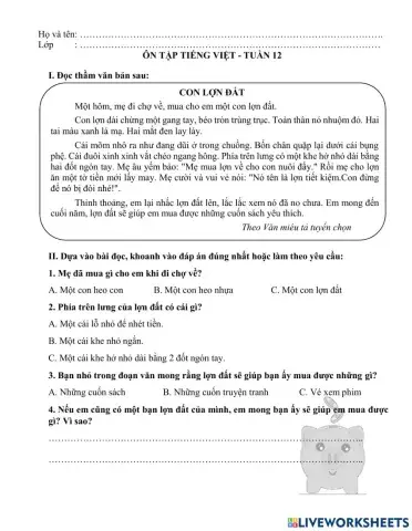 Tiếng Việt 2 - Tuần 11