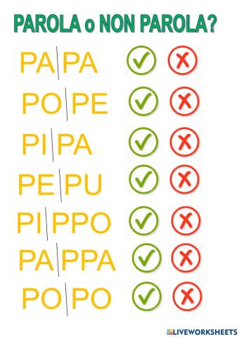 Lettura parole non parole