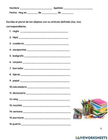 Los objetos de la sala de clase 