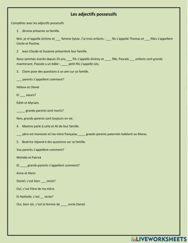 Adjectifs possessifs