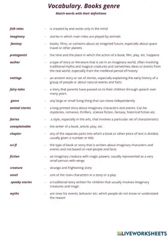 Vocabulary. Books genre