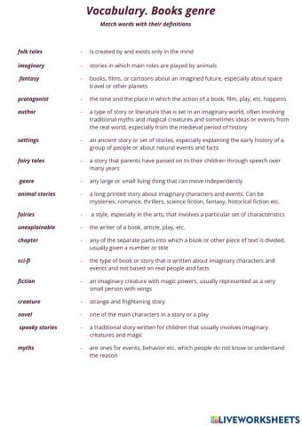 Vocabulary. Books genre