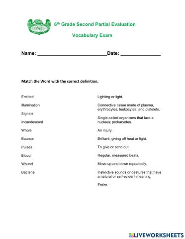 6 vocabulary test
