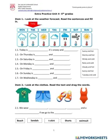 Seasons, weather and clothing