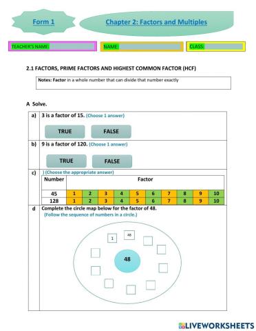 Chapter 2 factors amd multiples