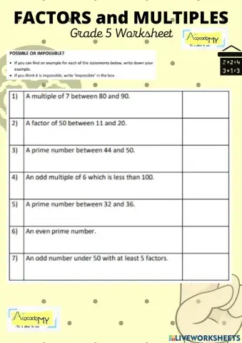 Factors and Multiples