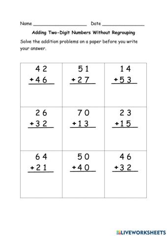 Adding Two-Digit Numbers Without Regrouping