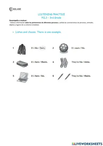 Listening possessive pronouns