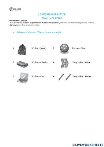 Listening possessive pronouns