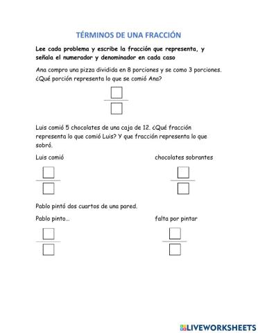 Términos de una fracción