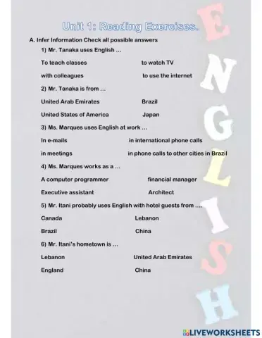 U1 Reading Excercises (L1)