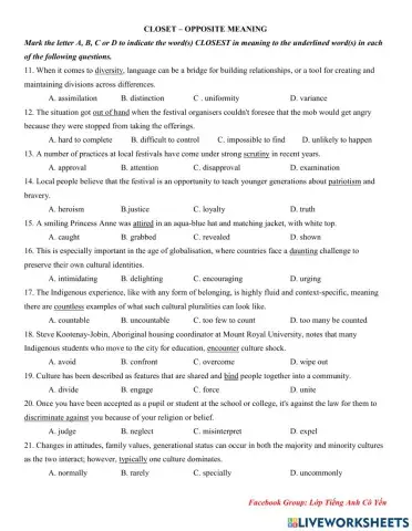 Closet - Opposite meaning