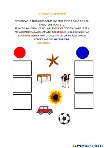 Seres Vivos y objetos inertes.