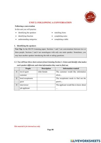 Listening - unit2 - following a conversation