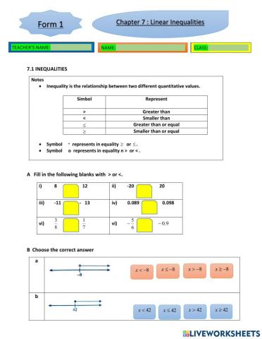 Chapter 7 linear inequalities