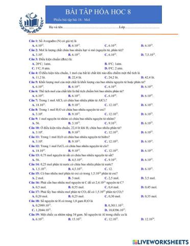 Bài 18 -mol
