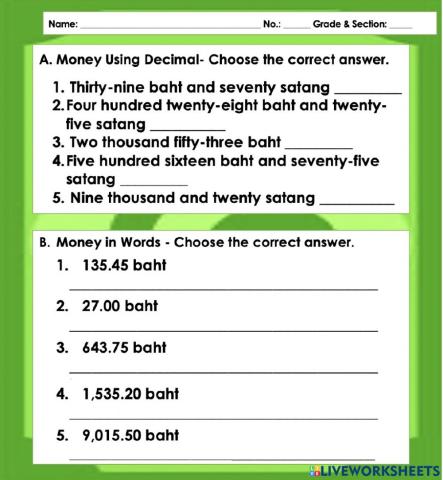 Reading and Writing Money in Baht Currency