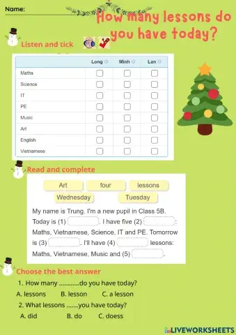 Unit 6 How many lessons do you have today? Lesson 1
