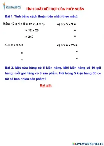 Tính chất kết hợp của phép nhân