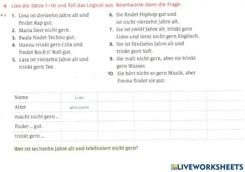 Logikal Essen-Trinken-Hobby-Alter