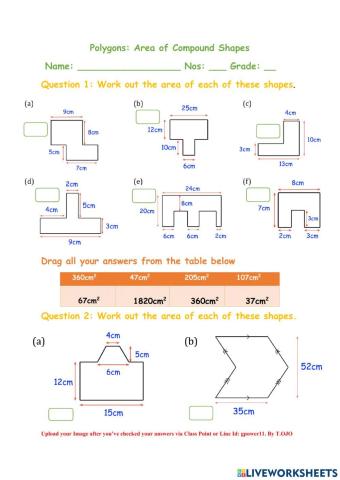 Area of Compound Shapes G6  Quiz