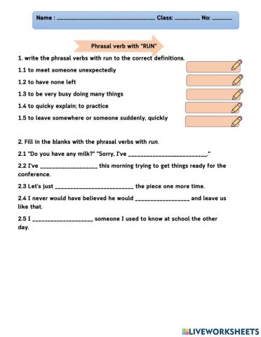 Phrasal verb with run