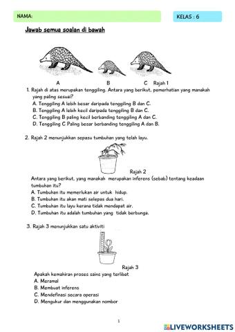 KUIZ SAINS AKHIR TAHUN- TAHUN 6 part 1