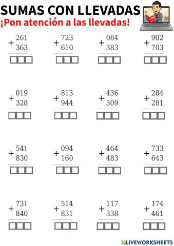 Sumas con llevadas