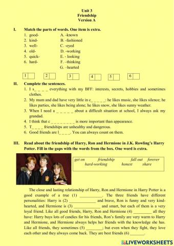 Unit 3 Friendship Test