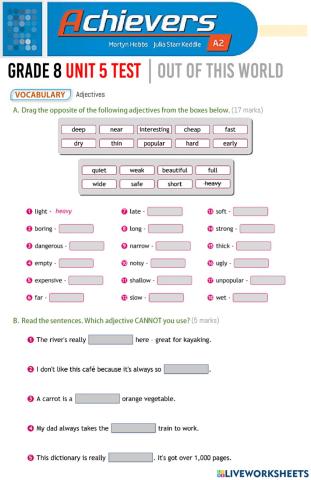 Grade 8 Unit 5 - Adjectives