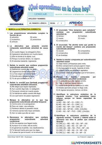 Oración Compuesta Subordinada Adverbial