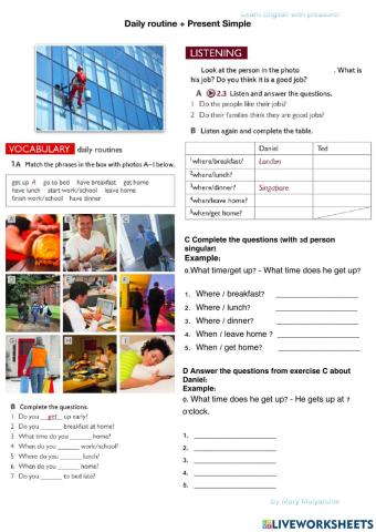 Present Simple + jobs listening