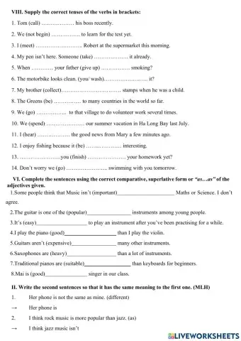 TA7 - Worksheet Grammar Unit 4 (LHT) + Writing (MLH)