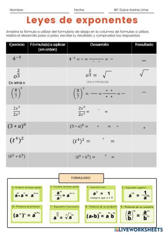 Leyes de exponentes
