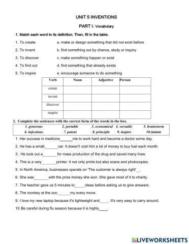 UNIT 5 INVENTIONS vocab 1