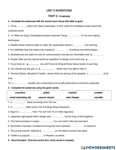UNIT 5 INVENTIONS vocab 2