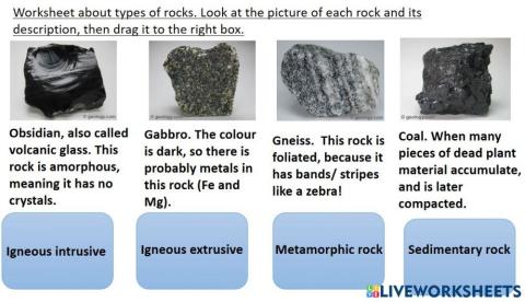 Rock types worksheet 3