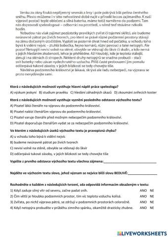 Práce s textem - jeskyně