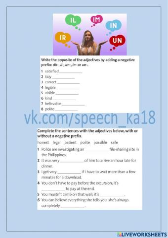 Negative prefixes Solutions PI Unit 3E