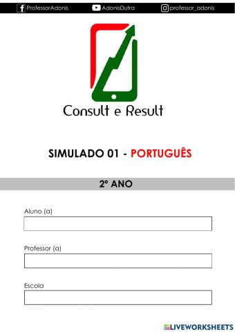 Simulado de língua portuguesa - 2° ano
