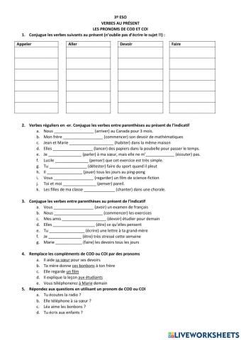 Présent, COD et COI