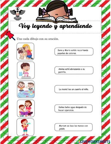 Unir con la línea las oraciones con la imagen