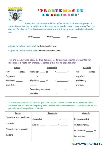 Problemas de fracciones