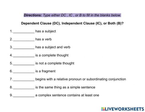 Independent Clause and Dependent Clause