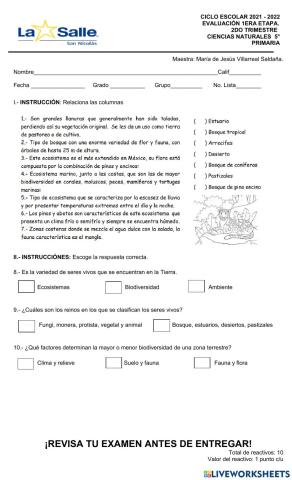 Evaluación ciencias e1t2